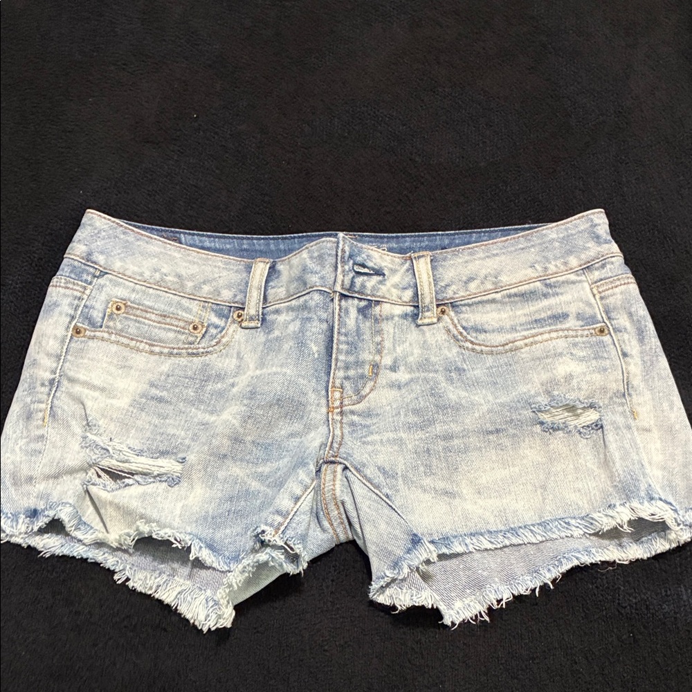 American Eagle Outfitters Light Blue Midi Jean Shorts